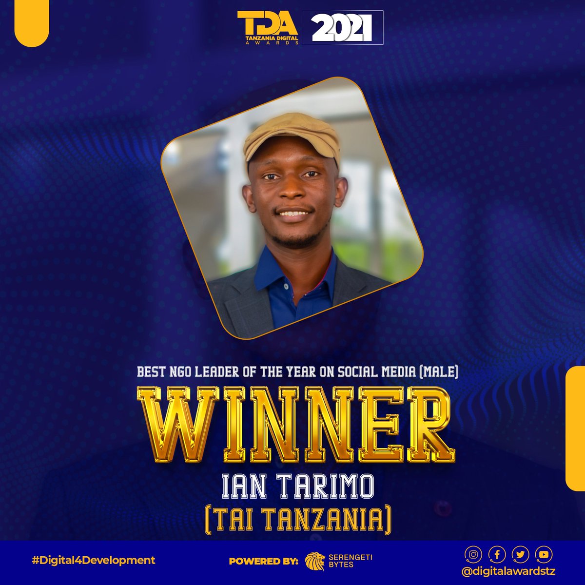 Group B: #DigitalAdvocacy
The Best NGO Leader of the Year on Social Media (Male) Sub-category;
- Francis Kiwanga - FCS  
- Aidan Eyakuze - Twaweza  
- Onesmo Olengurumwa - THRDC  
- Ian Tarimo - Tai Tanzania   
- Semkae Kilonzo - Policy Forum  

The winner is @IanTarimo