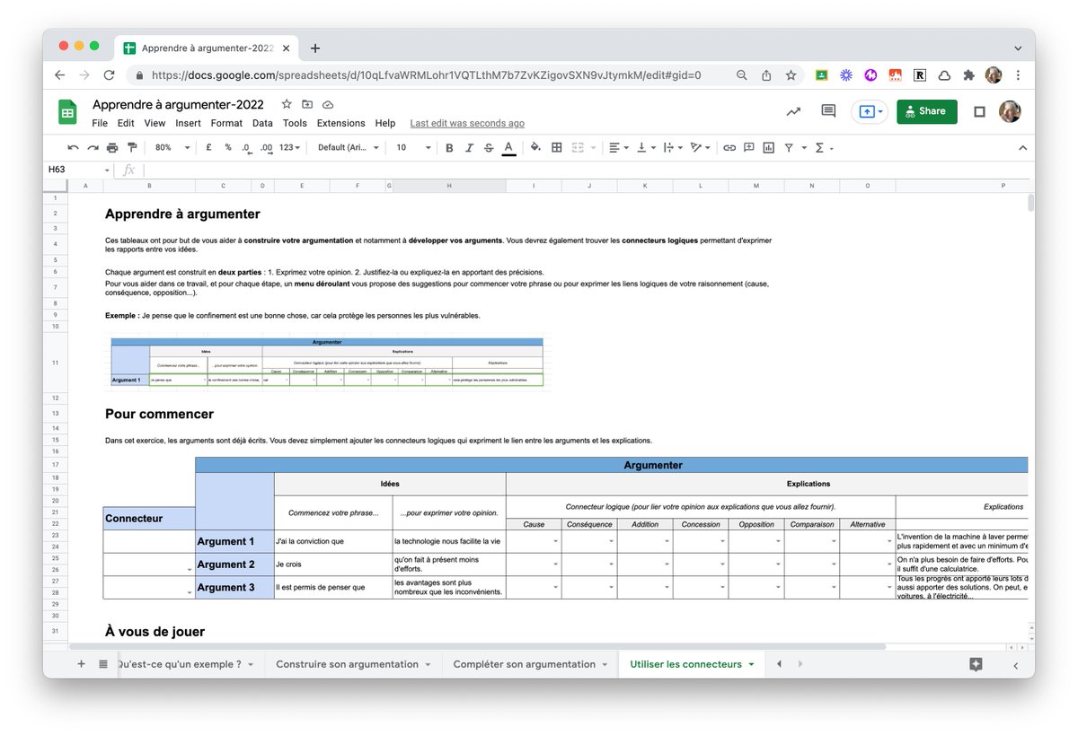 Un tableur pour accompagner les élèves dans la maîtrise de leurs stratégies argumentaires (développer, interroger, expliquer, argumenter, structurer…) docs.google.com/spreadsheets/d…