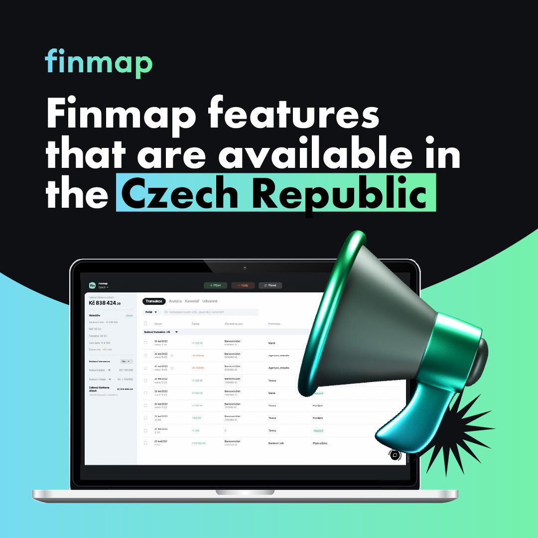 Cash flow management tool Finmap is already available for Czech users👉🏻 finmap.online/cz/