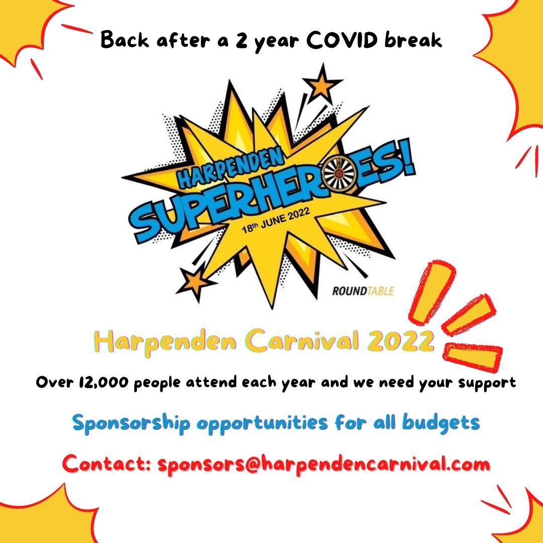Want to support one of Harpenden's best events while getting some great publicity?
(Not just in our view: it consistently ranks in the <a href="/mumsguideto/">Mum’s guide to Harpenden</a> awards too!)
Then email sponsors@harpendencarnival.com to discuss a sponsorship package that suits your budget!