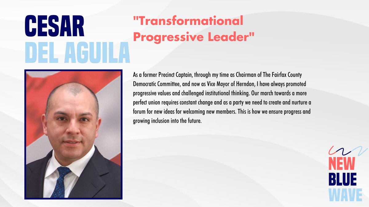 NewBlueWaveCD11's tweet photo. The Vice Mayor of Herndon, Cesar del Aguila is a transformational progressive leader that has helped push Virginia forward! #NewBlueWaveCD11 🌊 https://t.co/WZ7G06K3Xz