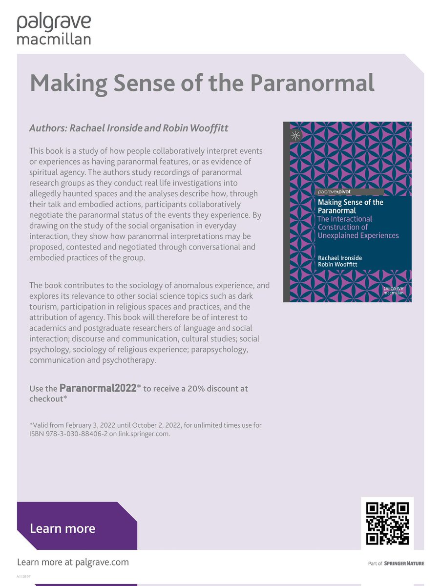 DrIronside's tweet image. Delighted to share that our co-authored book is now available! More information and 20% discount code below #paranormal #ca #Sociology #interaction  #BookTwitter @RobertGordonUni @RGUresearch @UniOfYork