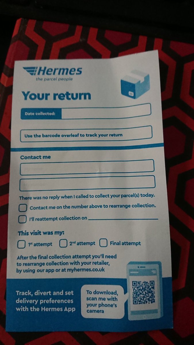 Geekspeeks's tweet photo. @Hermesparcels Utter lies on tracking. 3 attempts apparently, guy didn't even know how to ring a doorbell - dashed this through the letterbox...
The other two attempts must have been in his vivid imagination 
Now I've got to contact sender. How about doing the decent thing Hermes https://t.co/w113QiUiuv