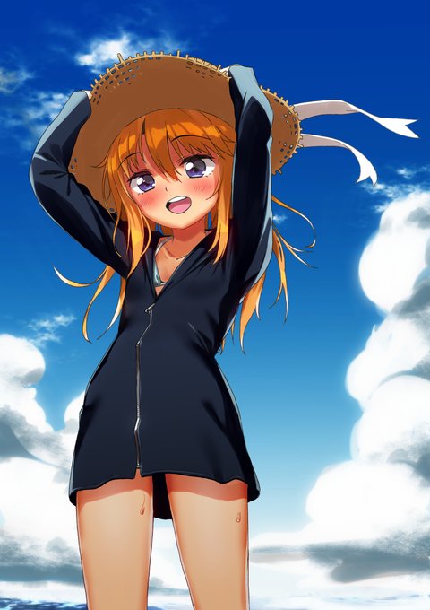 「straw hat swimsuit」 illustration images(Latest)