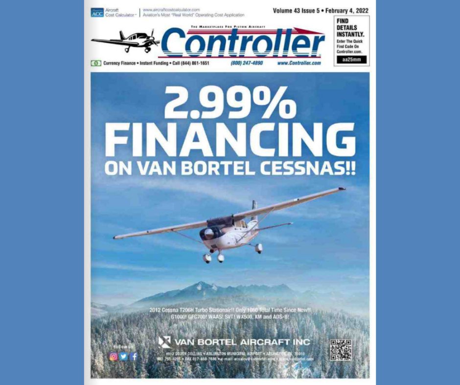 Controller's tweet image. Now Available! View the new digital edition of Controller.com live on our newsstand featuring @VanBortelCessna on the front cover.
👉bit.ly/3urB3Ua

#ControllerAircraft #Aviation #Aircraft