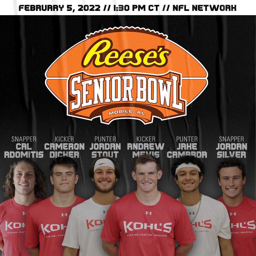 Watch all 6 #KohlsElite specialists selected to the @seniorbowl showcase themselves for NFL coaches on the NFL Network this Saturday! #TheDraftStartsInMOBILE // #KohlsLegacy