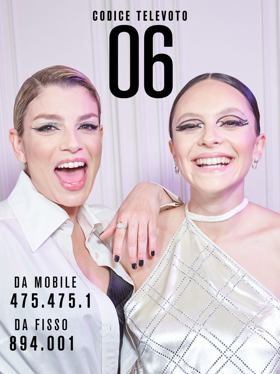 HIT ME BABY ONE MORE TIME👩‍❤️‍💋‍👩❤️🌟🚀

CODICE TELEVOTO 06

DA MOBILE: 475.475.1
DA FISSO: 894.001
<a href="/francescacheeks/">Francesca Michielin</a>✌🏼