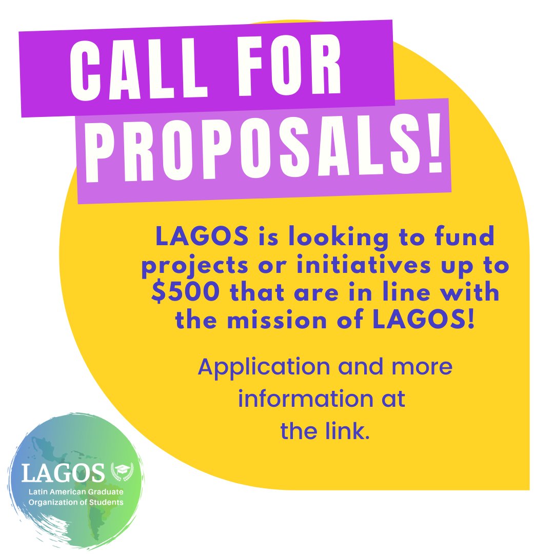 LAGOS E-Board is calling for proposals from the LAGOS community for projects or initiatives that need funding. We are able to fund up to $500 per proposal. We look forward to working with you to help make your project come to life! 🙌💚😊
Apply here: bit.ly/lagosproposals