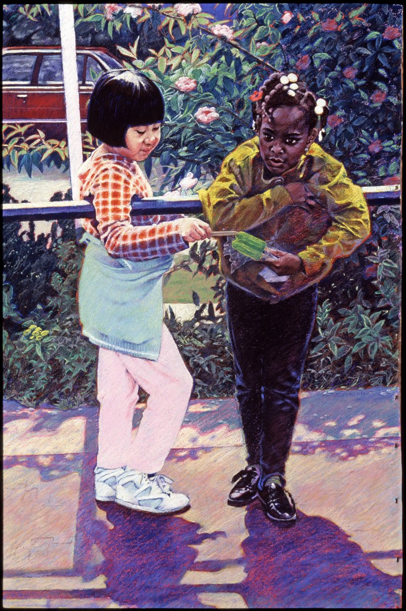 ArtsWA's tweet photo. BFFs share their popsicles... But what if your BFF just ate hers really fast?? Celebrating the 50th #ArchivesHashtagParty with #ArchivesBFF! 
"Popsicle Eaters" (1995) by Terry Furchgott, located at Franklin Elementary, Tacoma, WA. https://t.co/ImzbHH2fJv #WAStateArtCollection https://t.co/UqCAVzK8aH