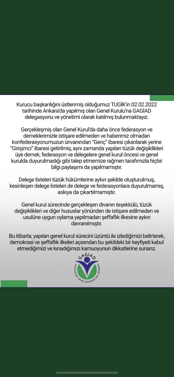 TÜGİK Genel Kurulu'na İlişkin Kamuoyu Duyurusu , Hukuk adelet hepimize lazım, şeffaflık ve usüle uygun davranmak , kazanmak ve kaybetmekten daha önemlidir •••