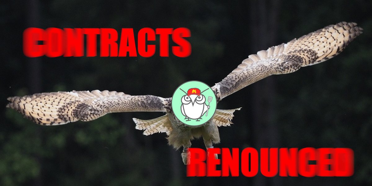 AthenaMoneyOrg's tweet photo. 🦉Fly free little contracts🦉

$OWL and Tax Office contracts have been successfully renounced, making for a safe $MOVR pegged ride!!

#Moonriver #DeFi #AthenaMoney https://t.co/qYxnEt9Cq3
