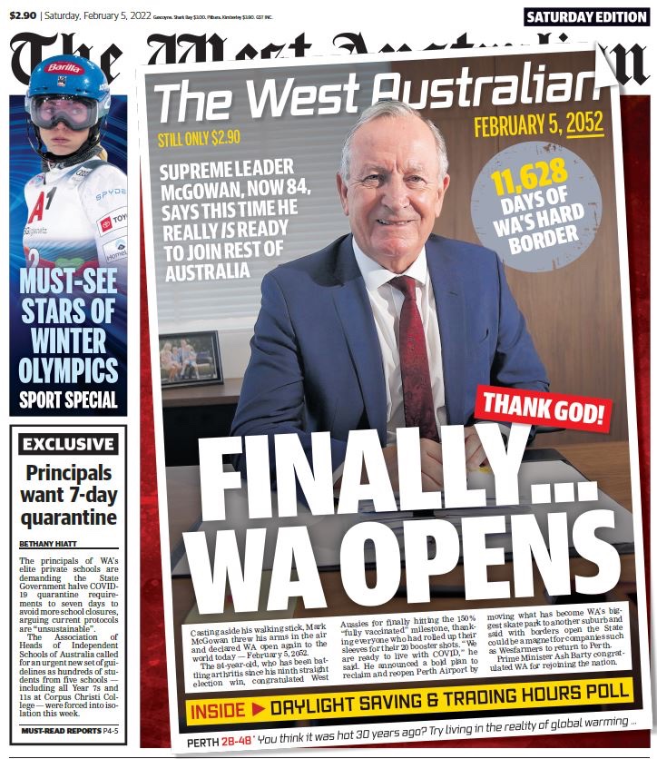 🤣 brilliant  <a href="/westaustralian/">The West Australian</a> 
Let’s hope it won’t come to this! #ReconnectWA #OpenWA #sticktothedate #FreeWA #wapol #parentsareimmediatefamily