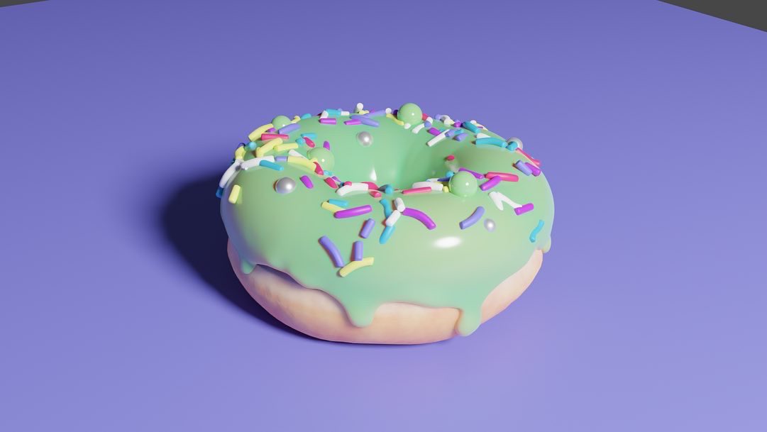 dandreasart's tweet photo. Trying some 3D in Blender with @andrewpprice‘s tutorials 

From now on, donuts will hunt me in my nightmares 😂 #blender #3D #Donuts https://t.co/WKebv7UEC2