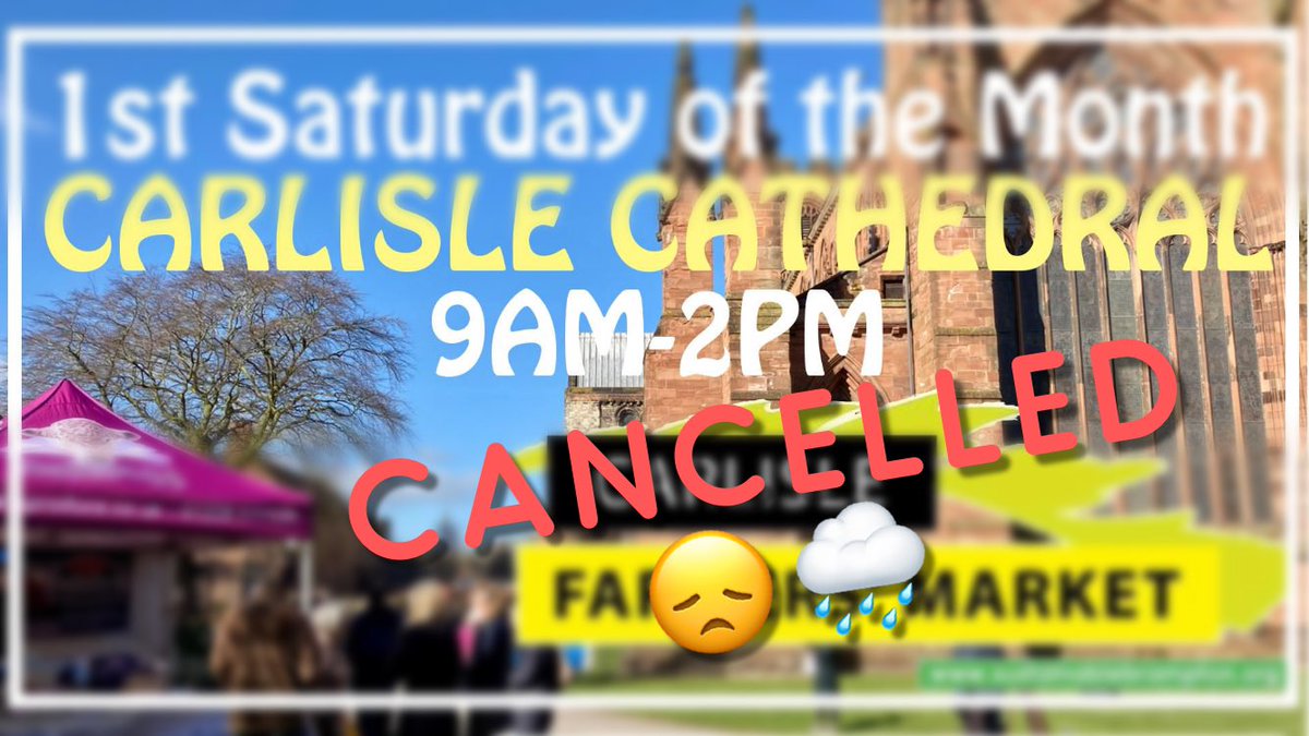 Unfortunately due to the terrible weather forecast tomorrows market is cancelled 😞🌧🌧🌧🌬🌬🌬