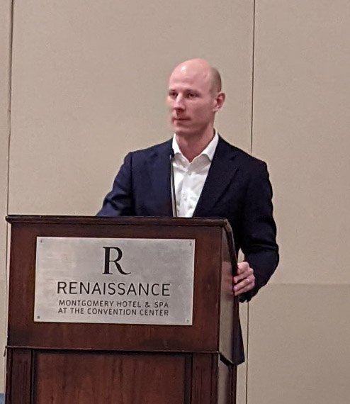 Mark Colson, president of the Alabama Trucking Association, speaks on trafficking and trucking. Powerful allies! #alabamahumantraffickingsummit #enditalabama