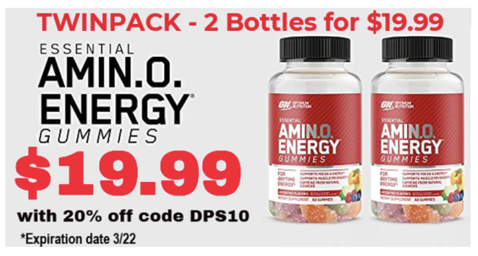 Get a twinpack of Optimum Nutrition's https://t.co/UnV4Oev2Sz GUMMIES for only $19.99 at DPS Nutrition with coupon DPS10. Order now -> https://t.co/VZQFYfzsJV

-  5G of Amino Acids for Muscle recovery
 - 100mg of caffeine per serving

#TrueStrength #OptimumNutrition @Team_Optimum https://t.co/dIKvyKegKM