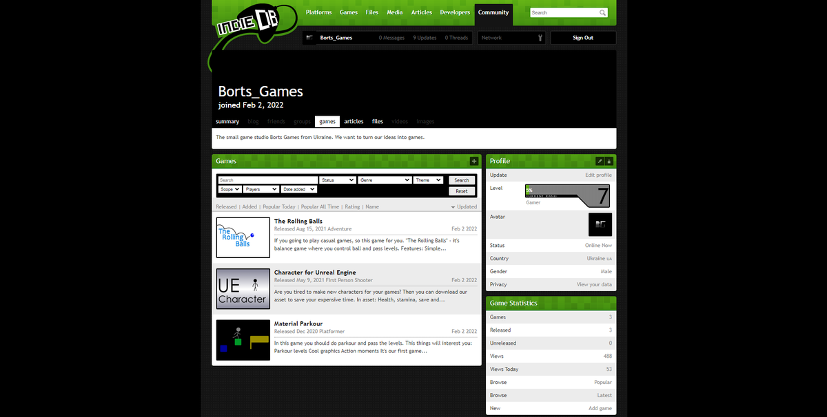 Now we are on Indie DB
Теперь мы и на Indie DB
Тепер ми й на Indie DB
#indiedb #gamedev #gamedevelopment #bortsgames #bg #game #games #indie #indiegame #indiegames #indiegamedev #indiegamedevelopment #develop #developer #developers #ukraine
-> indiedb.com/members/borts-…