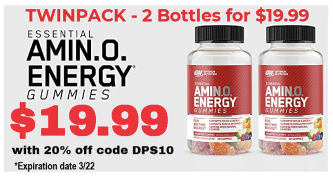 Get a twinpack of Optimum Nutrition's https://t.co/UnV4OedrtZ GUMMIES for only $19.99 at DPS Nutrition with coupon DPS10. Order now -> https://t.co/VZQFYfhRll

-  5G of Amino Acids for Muscle recovery
 - 100mg of caffeine per serving

#TrueStrength #OptimumNutrition @Team_Optimum https://t.co/xuYZglunBW