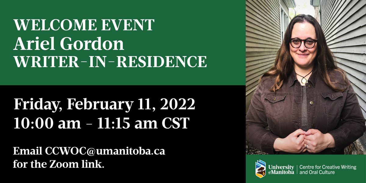 UMArtsFaculty's tweet photo. NEXT WEEK! You’re invited: Welcome the Centre for Creative Writing and Oral Culture’s latest Writer-In-Residence–Ariel Gordon who will be providing a reading from her book “Treed: Walking in Canada’s Urban Forests” about climate change and trees. Friday, Feb 11 @ 10am #UManitoba https://t.co/i6PASyfEqN