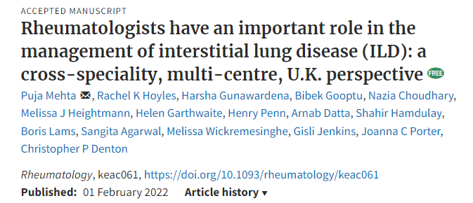 @RheumJnl @IPFdoc @DrJoPorter @NorthWestILDIPF @drharsha_gunawa @bedoctored @ImperialNHLI @uclmedsci @uclh @AshimaMakol @GSTTresearch A fantastic Rheum-Resp #crossspecialty authorship ✍️team from all over the UK 🇬🇧 Hopefully the start of more work to come 😃 #ILD2022