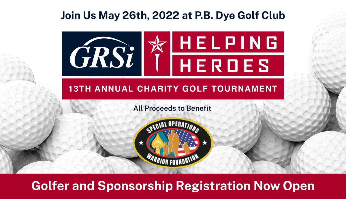 Golf for a Cause! Registration is now open for <a href="/GRSi/">Grace</a>'s Charity Golf Tournament. Join us May 26th at <a href="/PBDyeGolfClub/">The Club at P.B. Dye Greens and Grounds</a> to benefit <a href="/SOFWarriorFnd/">Special Operations Warrior Foundation</a> 

Register your Foursome: bit.ly/3Hwrgj6
Become a Sponsor: bit.ly/3AWYOod
Make a Donation: lnkd.in/g3jVN4Cq