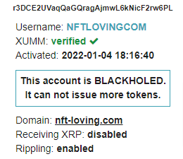 🚨 NFTL account is now BLACKHOLED 🚨 

bithomp.com/explorer/NFTLO…
#XummCommunity #XRPL #XRPLedger #NFTL