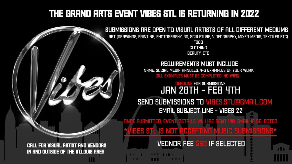VIBESSTL's tweet photo. So far, we have 80+ submissions 
and counting! 🔥🔥🔥

Deadline is at midnight! ⏰ https://t.co/GfjhO5pUKa