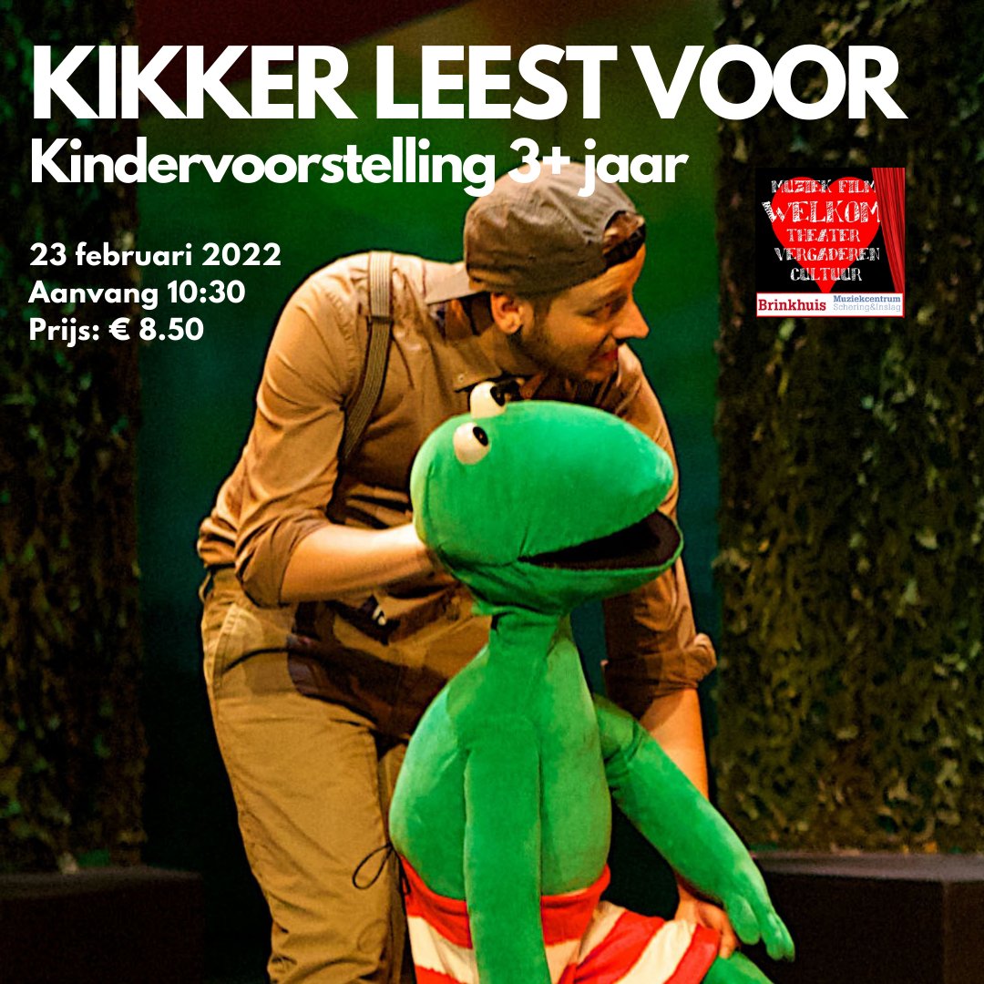 Kindervoorstelling Kikker Lees Voor!  Kikker zingt de leukste liedjes uit zijn eigen musicals en vertelt over de avonturen die hij beleeft met zijn vriendjes. Voor iedereen vanaf 3 jaar. Op 23 februari in het Brinkhuis in Laren € 8.50!
hartvanlaren.nl/op-de-agenda/k…