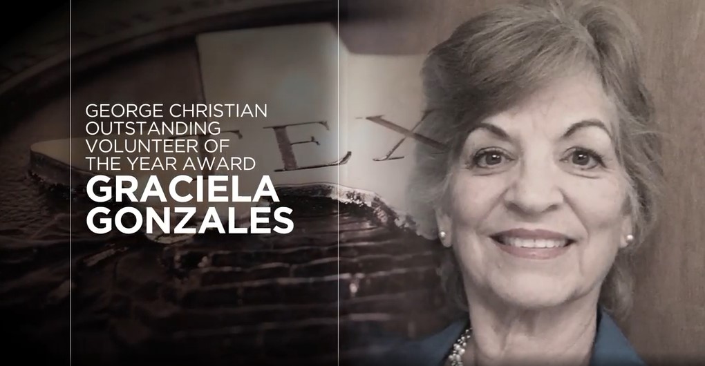 TxHistComm's tweet photo. Congratulations to Graciela Gonzales on receiving the George Christian Outstanding Volunteer of the Year Award! #RealPlaces22 https://t.co/vH1yCjOc8o