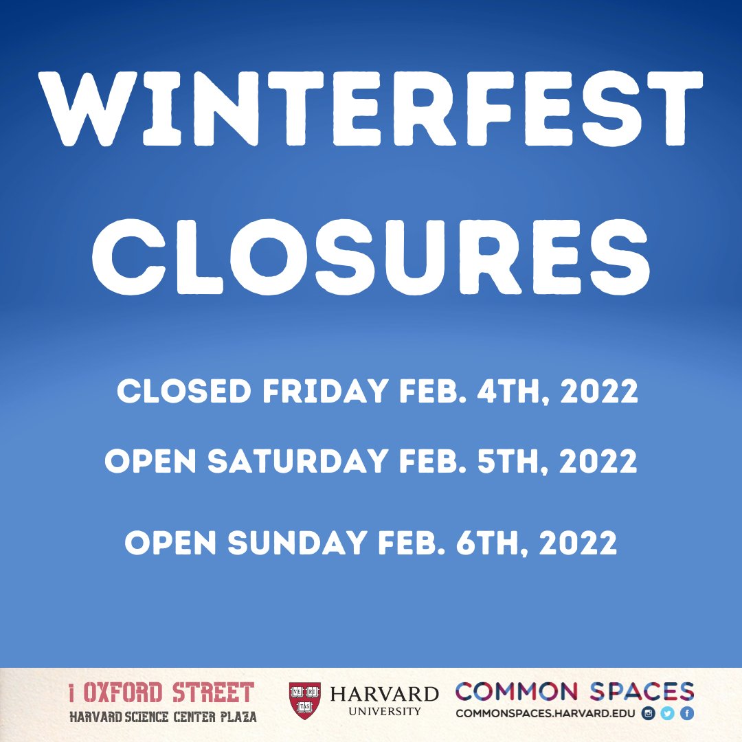 UPDATE: Due to inclement weather Plaza Winterfest will be closed today, February 4, 2022. We will reopen tomorrow Saturday February 5, 2022 at 3:00pm. #MySCC