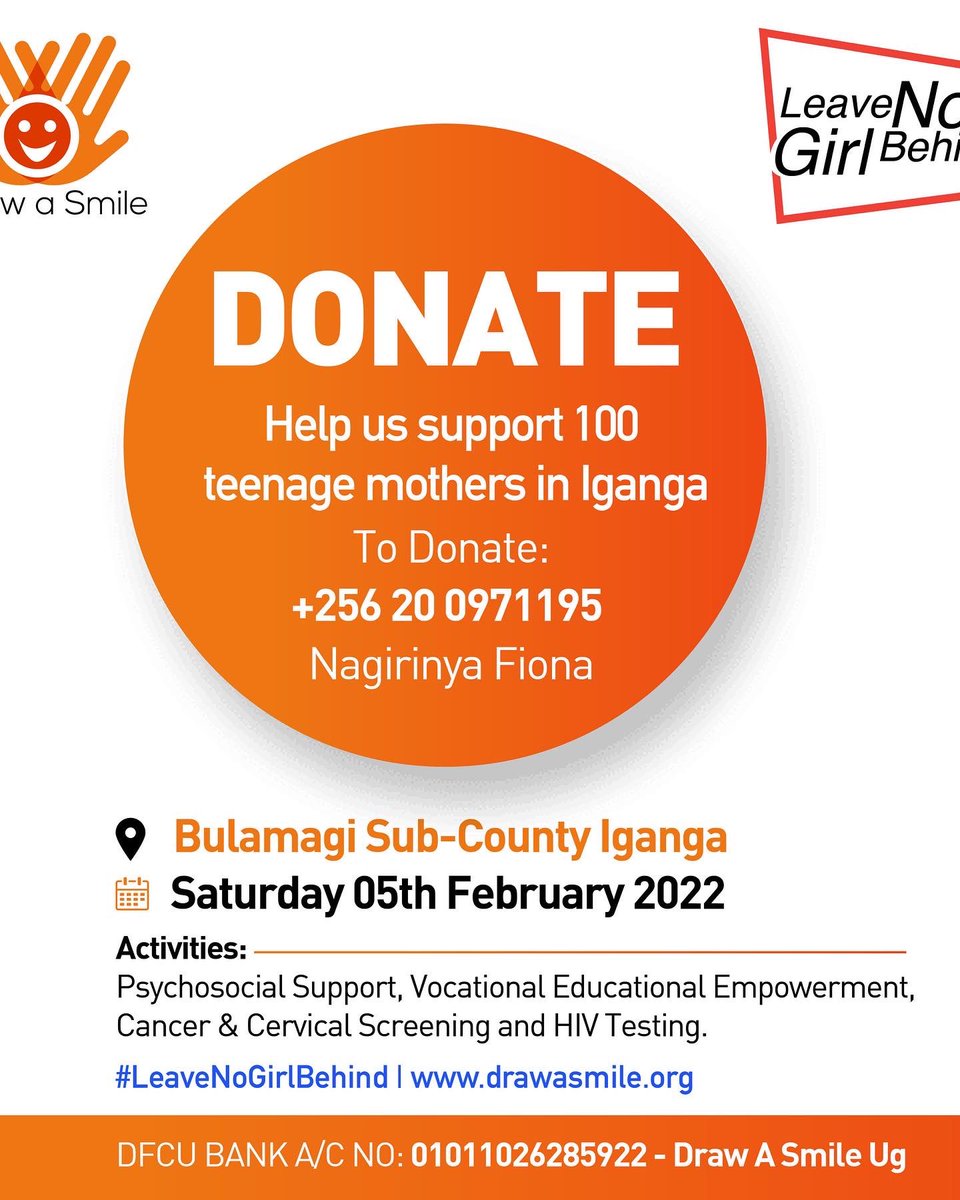 CanaryMugume's tweet photo. .@DrawASmileUG will be supporting teenage mothers in Bulamagi, Iganga district tomorrow. The goal of the program is to support them to go back to school or vocational institutions and acquire skills to support their children and families. 

@sashaferguson12 #LeaveNoGirlBehind https://t.co/wjTeNpJNbn