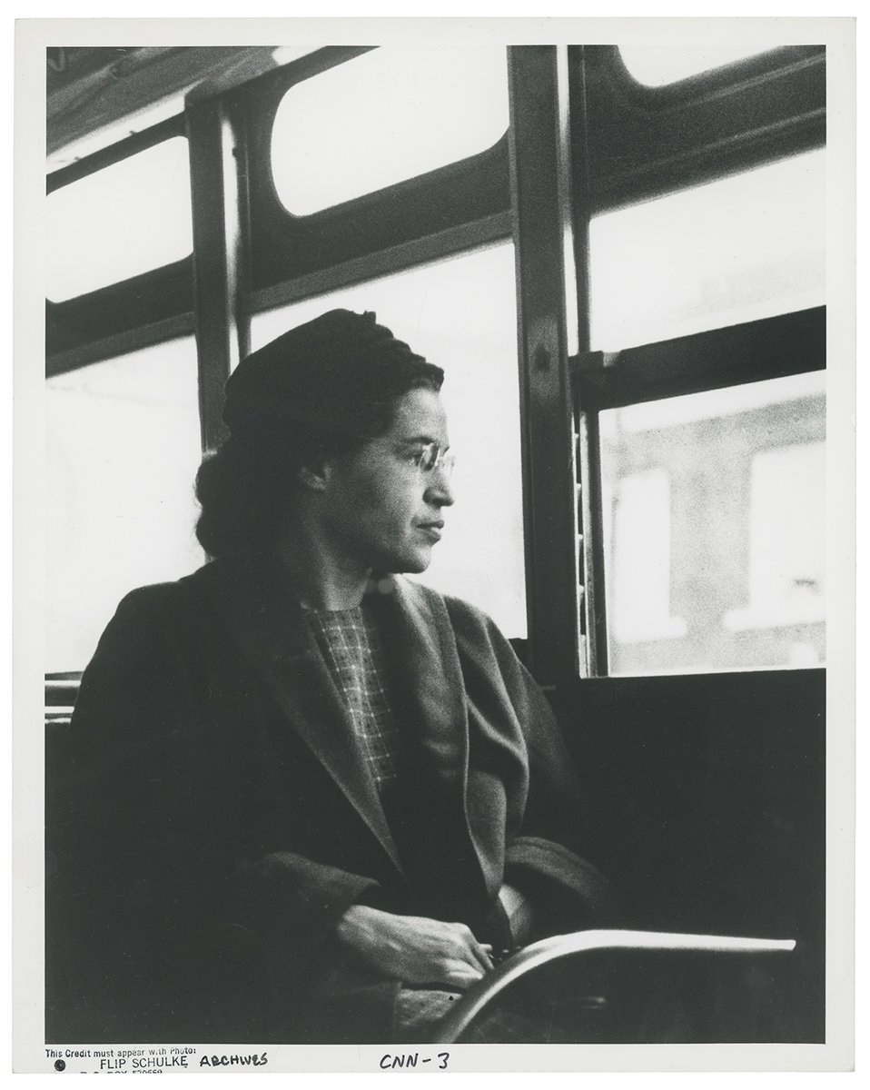 ImageCentreTO's tweet photo. Rosa Parks, often hailed as the mother of the Civil Rights Movement, was born on this day in 1913.
This posed photo, staged at the request of the press, was taken the day after the U.S. Supreme Court ruled Montgomery’s segregated bus system illegal in 1956.
#RICcollections #BHM https://t.co/4pHHKTAgSW