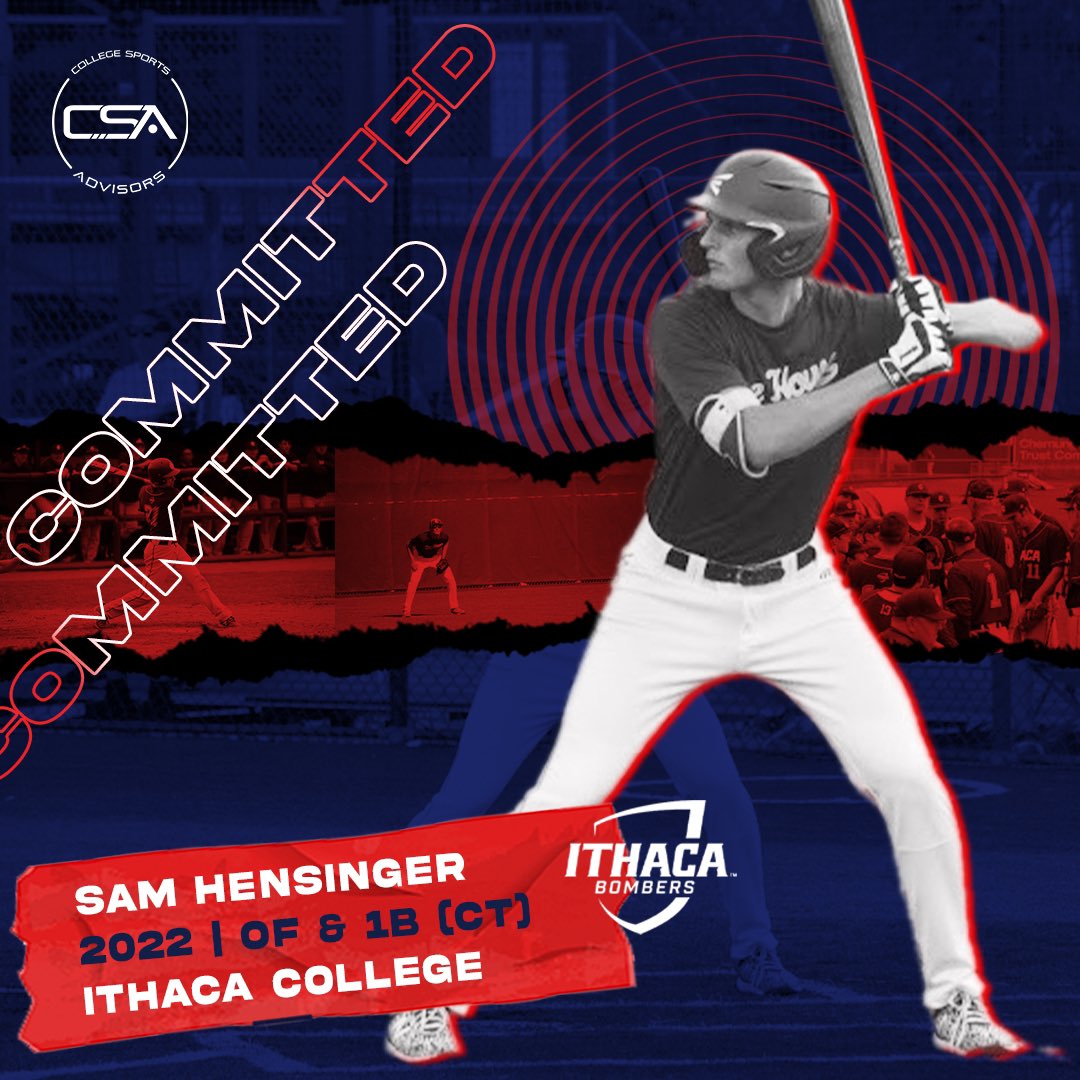 Congratulations to Sam Hensinger on his commitment to @IthacaBaseball ! An incredible opportunity for you as a student-athlete! #teamCSA can't wait to see all you do at the next level!