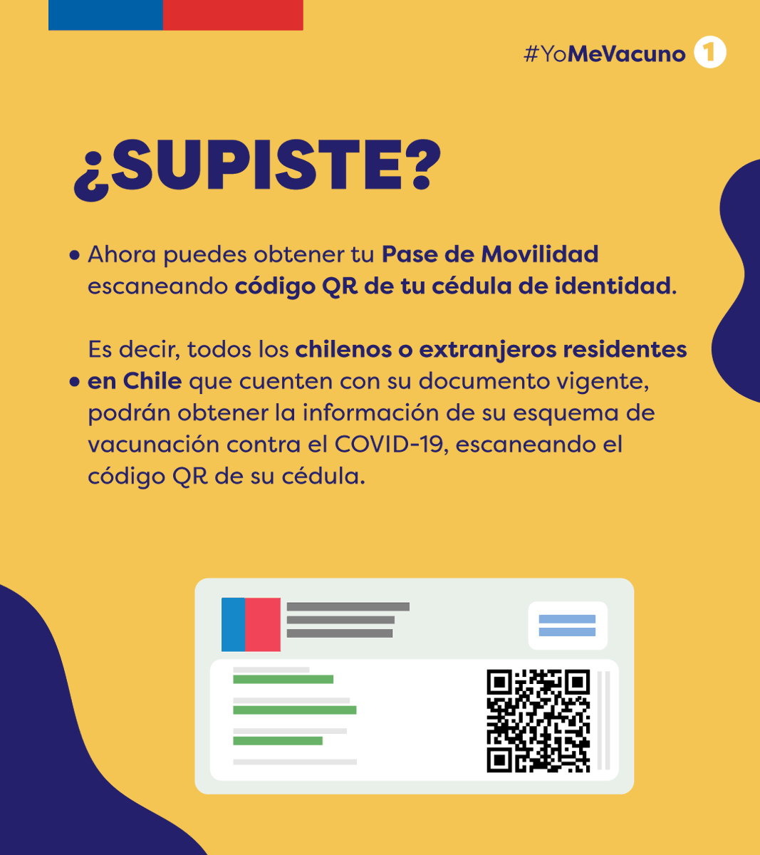 GobiernodeChile's tweet photo. 📣 Desde este 1 de febrero se puede obtener el Pase de Movilidad escaneando el código QR de la cédula de identidad ✔ ¿En qué casos aplica? Revisa cómo habilitar esta nueva opción y recuerda que para terminar con la pandemia es clave que juntos digamos #YoMeVacuno 💉😷 https://t.co/F8K2r2b6E5
