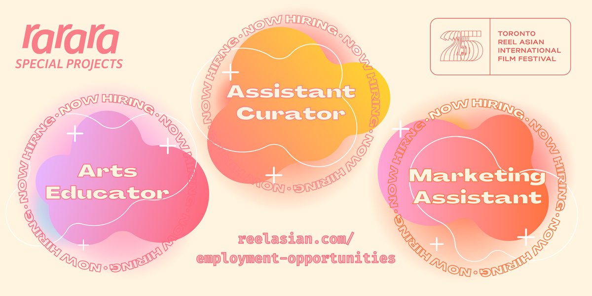 reelasian's tweet image. Please RT! rarara (Reel Asian Special Projects) is hiring an arts educator, assistant curator, and marketing assistant! More info at reelasian.com/employment/opp…