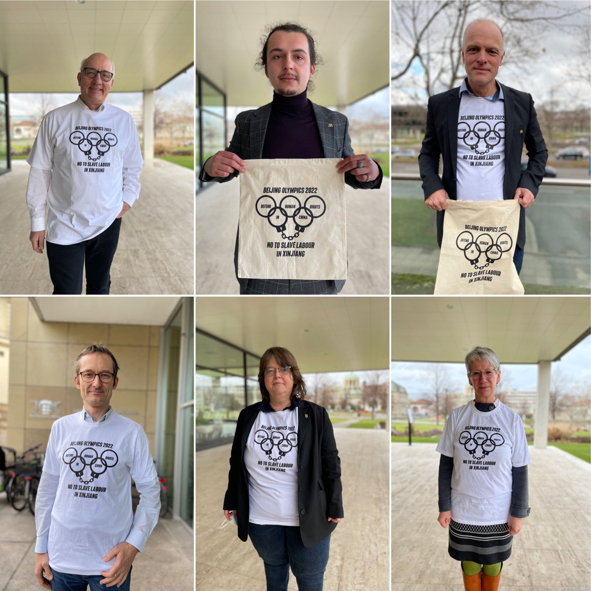 LarsSchweizer's tweet photo. Heute war die Eröffnungsfeier der olympischen Winterspiele in Peking.
Ich befürworte einen #diplomaticboycott der Spiele in #China.
Gemeinsam mit vielen Abgeordneten der @FraktionGruenBW sagen wir #no2slavelabour
#BoycottBeijing2022 Vielen Dank an @bueti für die Shirts! https://t.co/U7U2YqrTxv