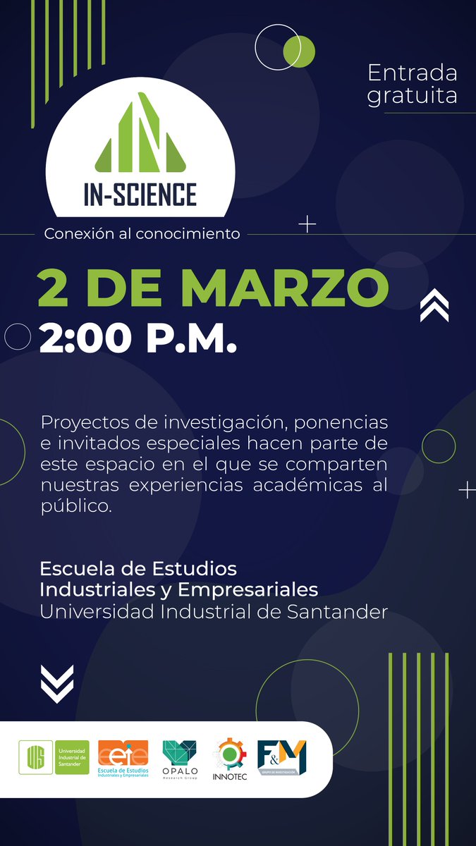 EEIE_UIS's tweet image. #InScience 🤓💼| Una conexión al conocimiento llega a nuestra #EEIE 📢de la mano de los estudiantes e investigadores de la Escuela. Acompáñanos el próximo miércoles 2 de marzo📝 a las 2:00 p.m. ⏰. ¡Corre la voz!🗣️🤳📢
.
#ComunidadEEIE #UIS #Escuela #IngenieríaIndustrial