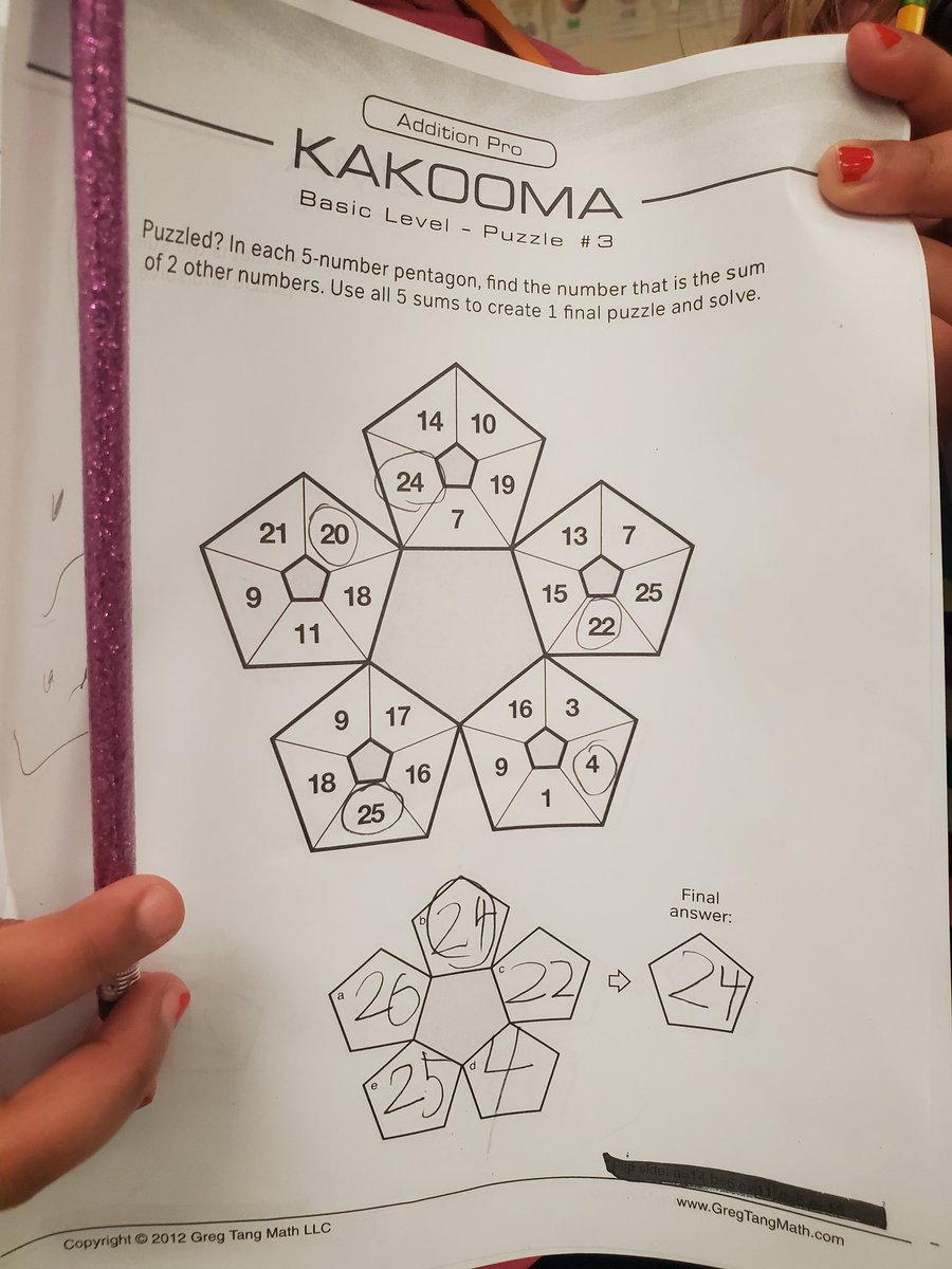 BbesFirstGrade's tweet photo. KAKOOMA Queens! These 2 finished a whole packet of kakooma math challeneges! They even finished it during recess!!! #gregtangmath #kakooma @BallsBluffLCPS https://t.co/2OWjJoXPQN
