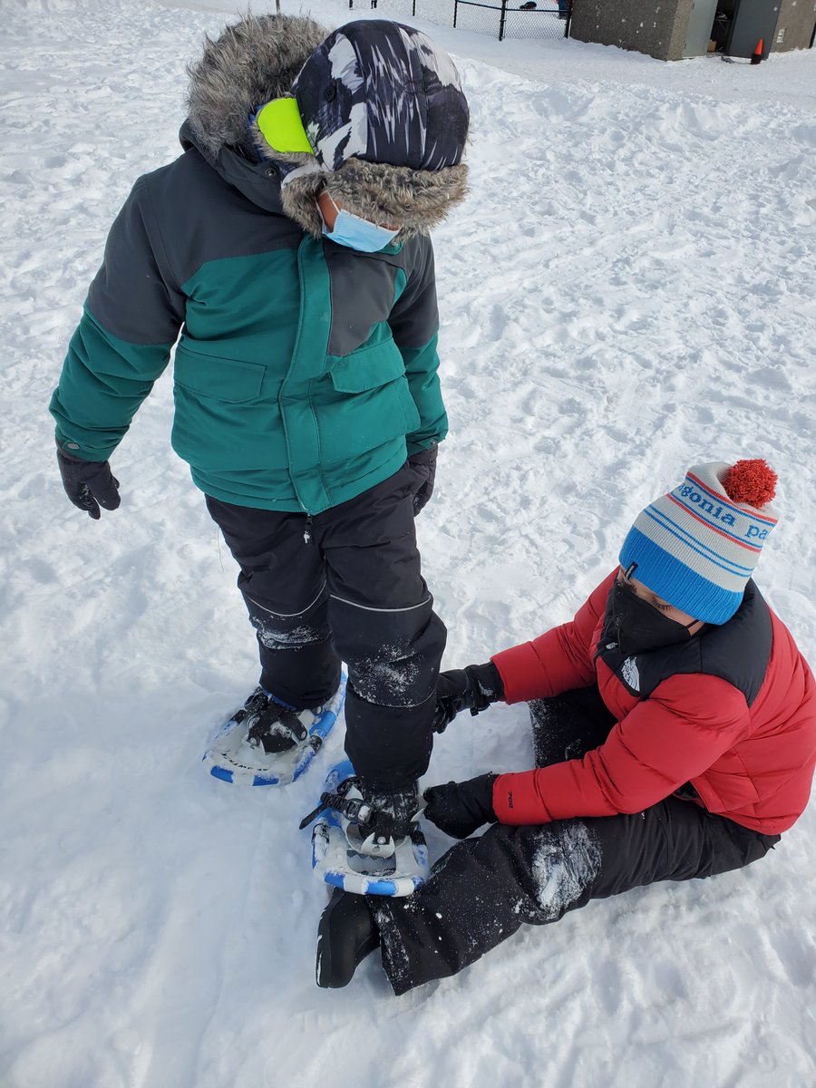 KanataHighlands's tweet photo. #Februarykindness in action @KanataHighlands Students from @MmeRodney class helping our Cardinal kinder friends enjoy some snowshoeing! #KindnessMatters @khpscouncil https://t.co/WrDUFqsdHZ