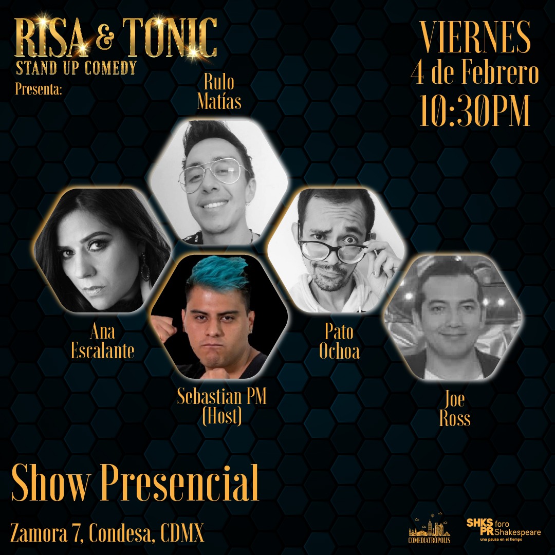 ComediaTropMX's tweet photo. Nos vemos hoy a las 22:30 hrs. en el @ForoShakespeare para reír con #RisaAndTonic. @anaeg74, @powerangerulo, #JoeRoss, #PatoOchoa y @elsebastianpm los esperan. Será una noche de mucha diversión que no se pueden perder. 

Compren sus boletos en: 

https://t.co/92oewcn7bN https://t.co/RcmemWdebw