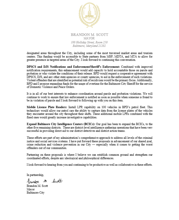 .<a href="/GovLarryHogan/">Governor Larry Hogan</a> and I had a productive meeting yesterday. We both know just how important it is to get our most violent offenders off the streets. I am ready to work with any partners who can bring additional resources to sustainably, urgently, and holistically address violence.