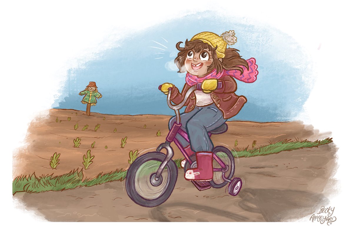 midnightmusin15's tweet photo. The quest to revamp my portfolio continues! I the first bike ride of you year on a clear, chilly day. 🚲
#kidlit #kidlitart #Illustrations #illustration #portfoli https://t.co/CtA7j1OTl6