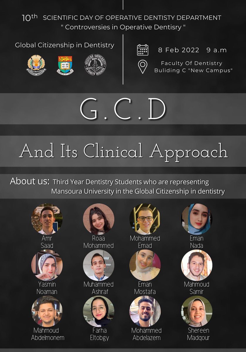 Waiting for you in the 10th Scientific Day &amp; Table Clinics of operative dentistry department .
Will be held on 8 Feb 2022 at Faculty Building C  - 9 a.m

#GCD_Table6 
#Mans_Univ
#Stay_tuned