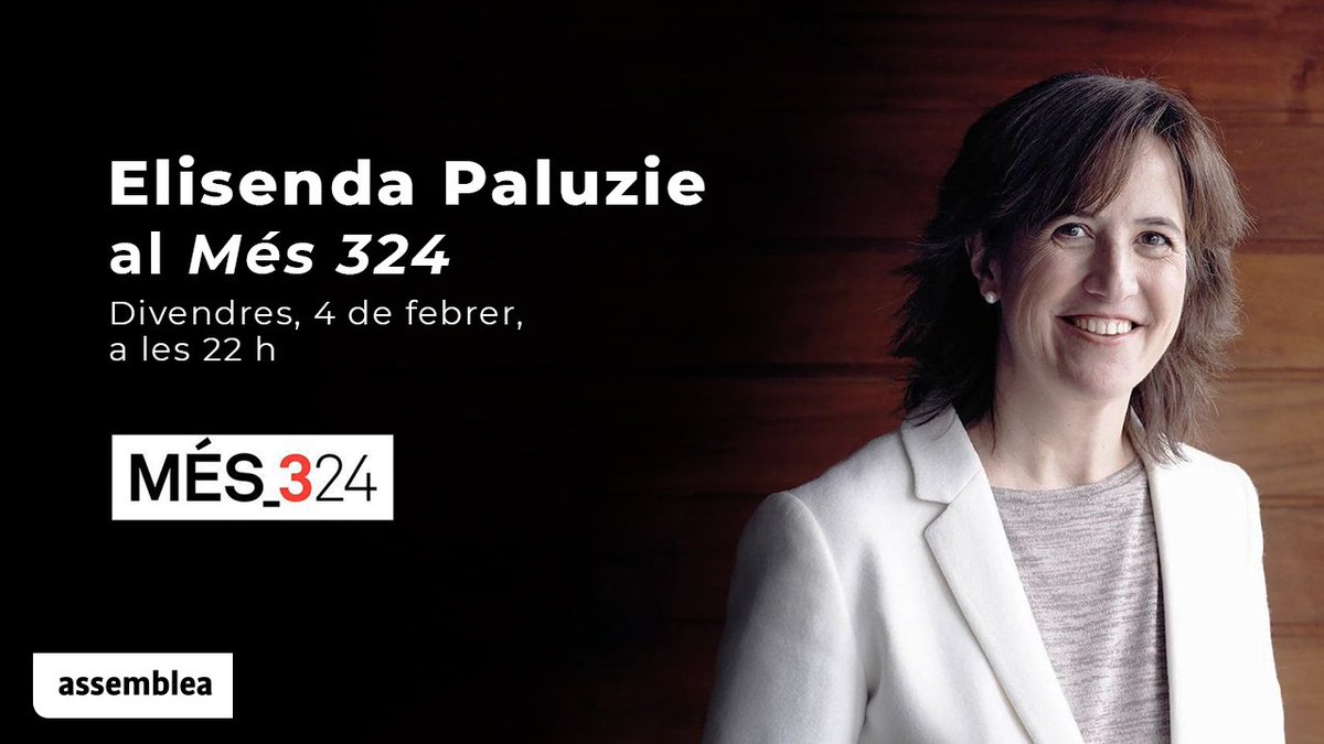 assemblea's tweet photo. ⬛️⬜️📺 Avui, @epaluzie serà entrevistada al @Mes_324, després d'haver-se reunit amb el president Aragonès aquest matí.

📌 A les 22 h al 324.

#LluitemiGuanyem #Independència https://t.co/EpPzR2Fzc4