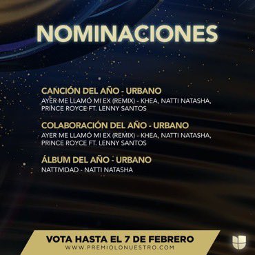 nattimivida's tweet photo. Premio Lo Nuestro 2022: Participa y vota por los nominaciones de @NattiNatasha #teamnatti let’s vote 🔥 🗳

 https://t.co/vFy9SsFTmY https://t.co/JqlrJM5WTF