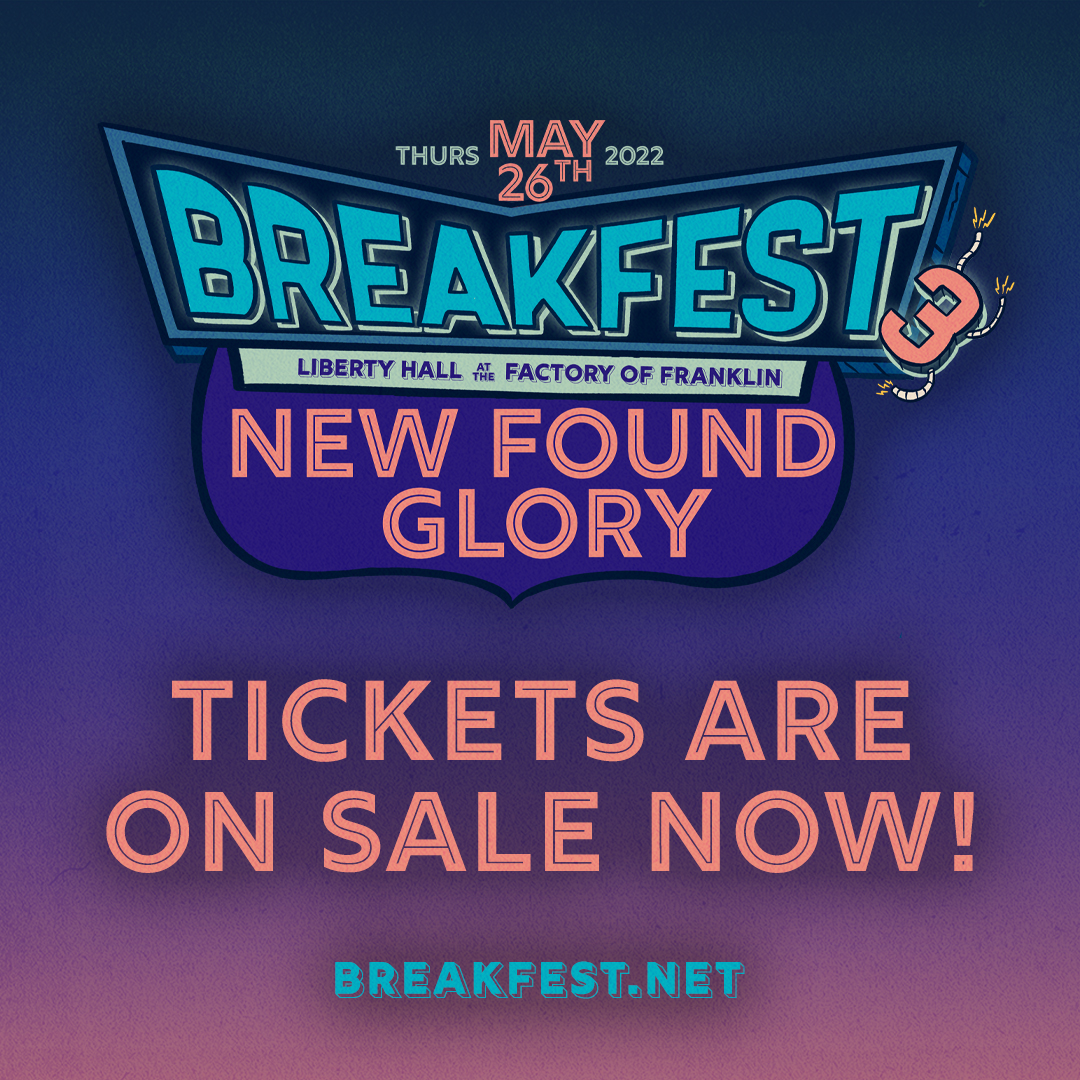 Tickets to BreakFest 3 with New Found Glory, Further Seems Forever, Four Year Strong and many more are on sale now at breakfest.net! Get yours now and we'll see you in May! #BreakFest