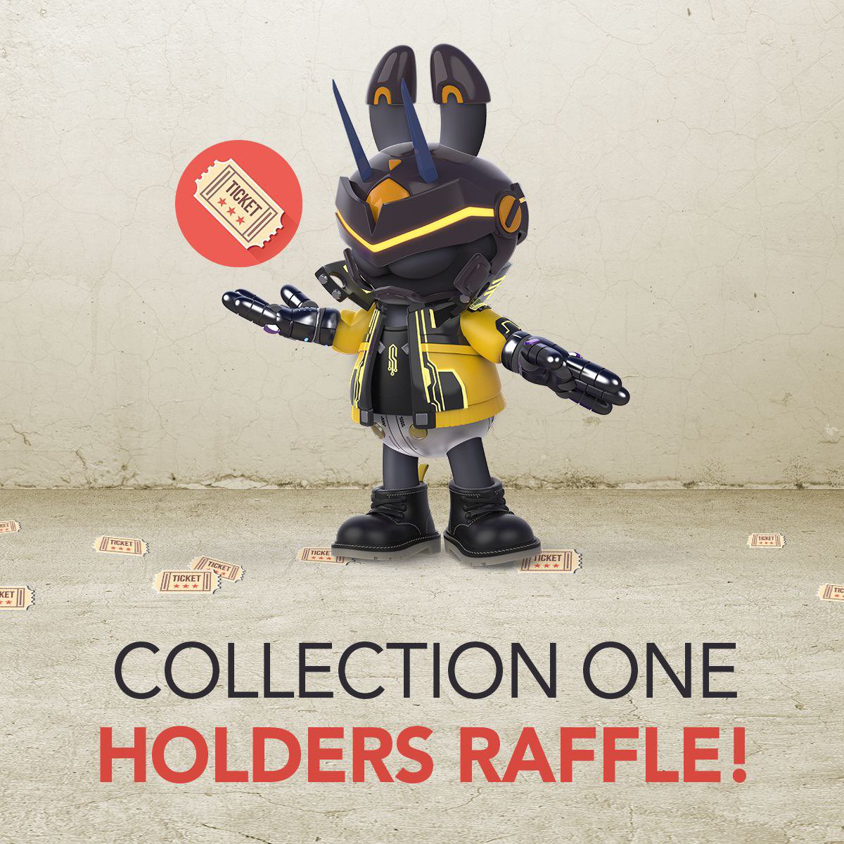 Raffle is about to start! 

As part of our Collection ONE roadmap, holders get to participate in a raffle to win
👉10 ETH 
👉10x White Rabbits 
👉5x custom 1:1 White Rabbits with our Creative Director James.

You have 72h to submit your applications on raffle.rabbitff.com!