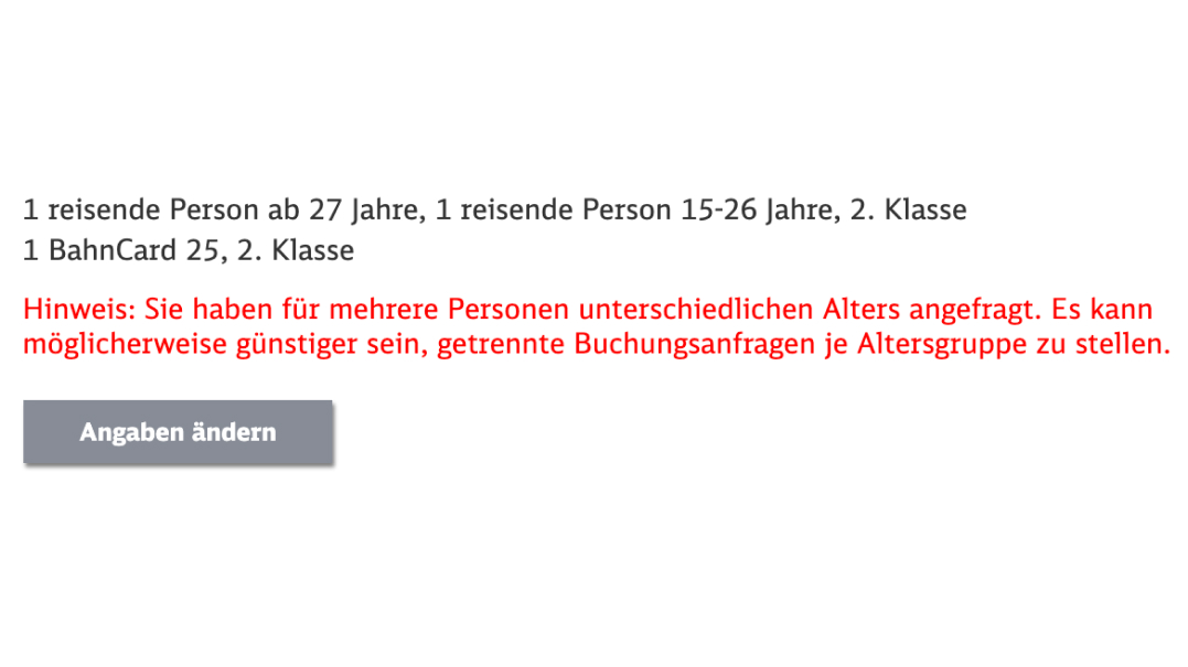 mxmrtns's tweet photo. Hey @DB_Presse, soll Ich jetzt also zweimal durch den ohnehin schon schwerfällig Buchungsprozess durchlaufen, weil Ich sonst 35€ drauf zahle? Das könnt Ihr sicher besser ;) #servicedesign https://t.co/DPOlHFoMmH