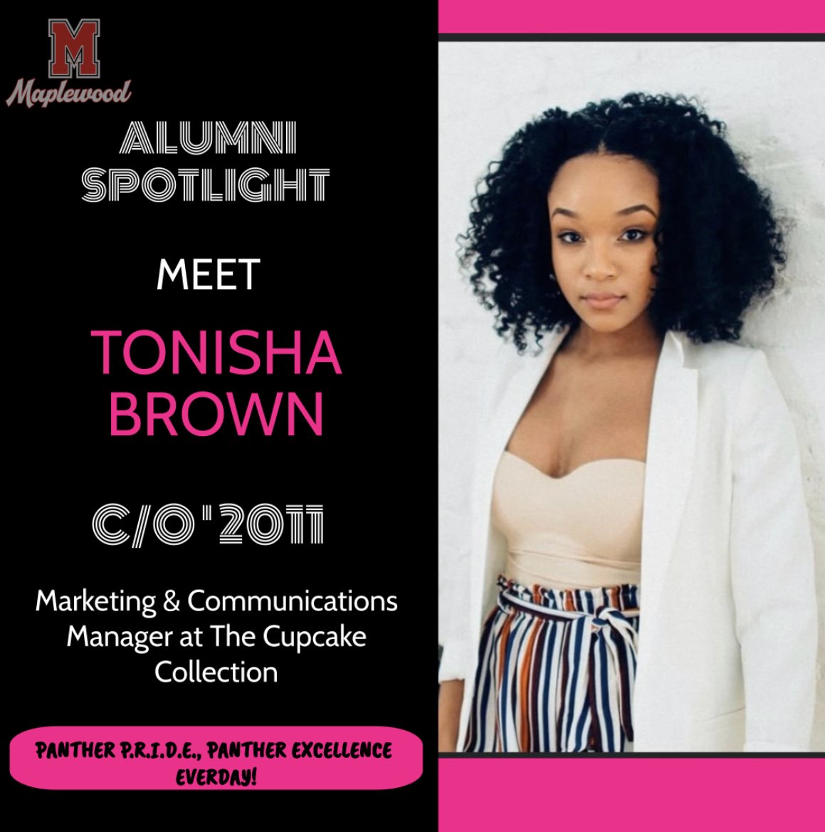 PantherNation_1's tweet photo. It’s time for our monthly “ALUMNI SPOTLIGHT”!!! 

Please meet Ms. Tonisha Brown! Thank you for representing your alma mater well and being a role model to our future graduates! 🐾 @MissTonisha_  

#mhsgrad #tsualum16 https://t.co/668RXGfCpp