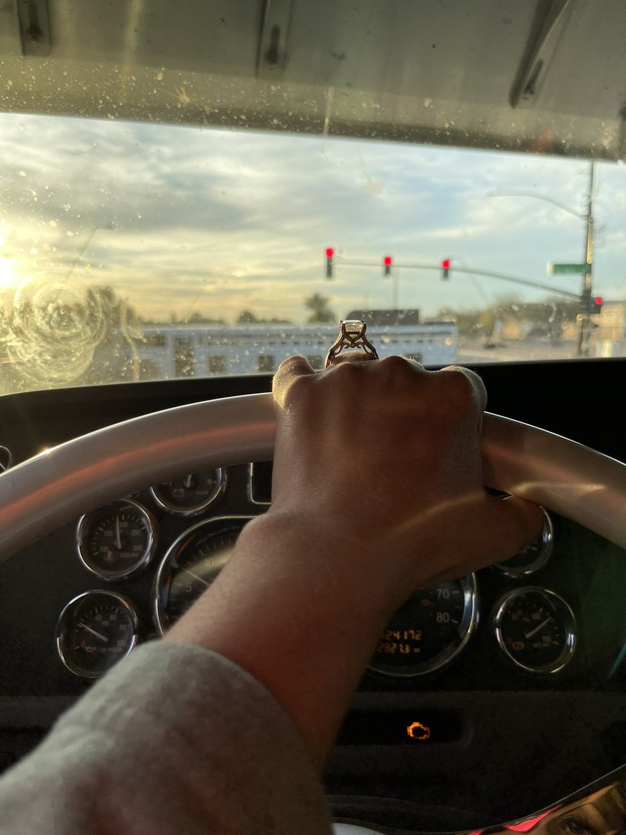 Not sure what was more romantic the custom pearl steering wheel and hurst shifter in the Pete or the 3 🥕💎💍